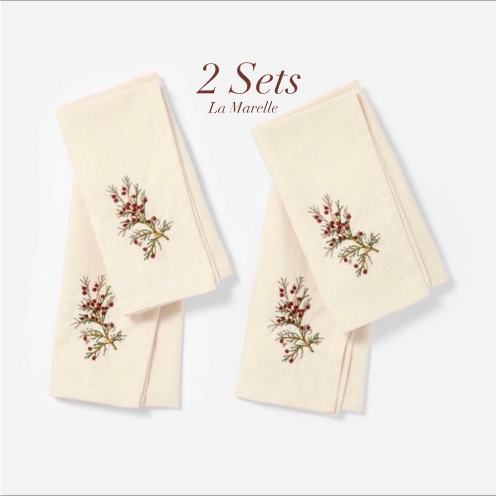 8-Pack Embroidered Wreath Cloth Napkins Christmas 2024 - Threshold Studio McGee